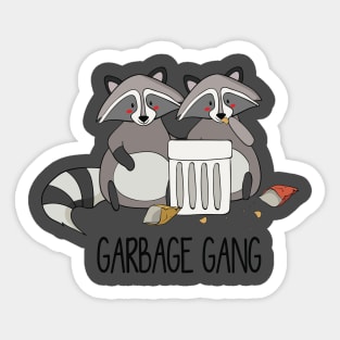 Garbage Gang, Funny Cute Raccoon Friends Sticker